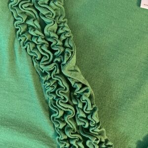 LOFT Vibrant Green Ruffle Trim Top